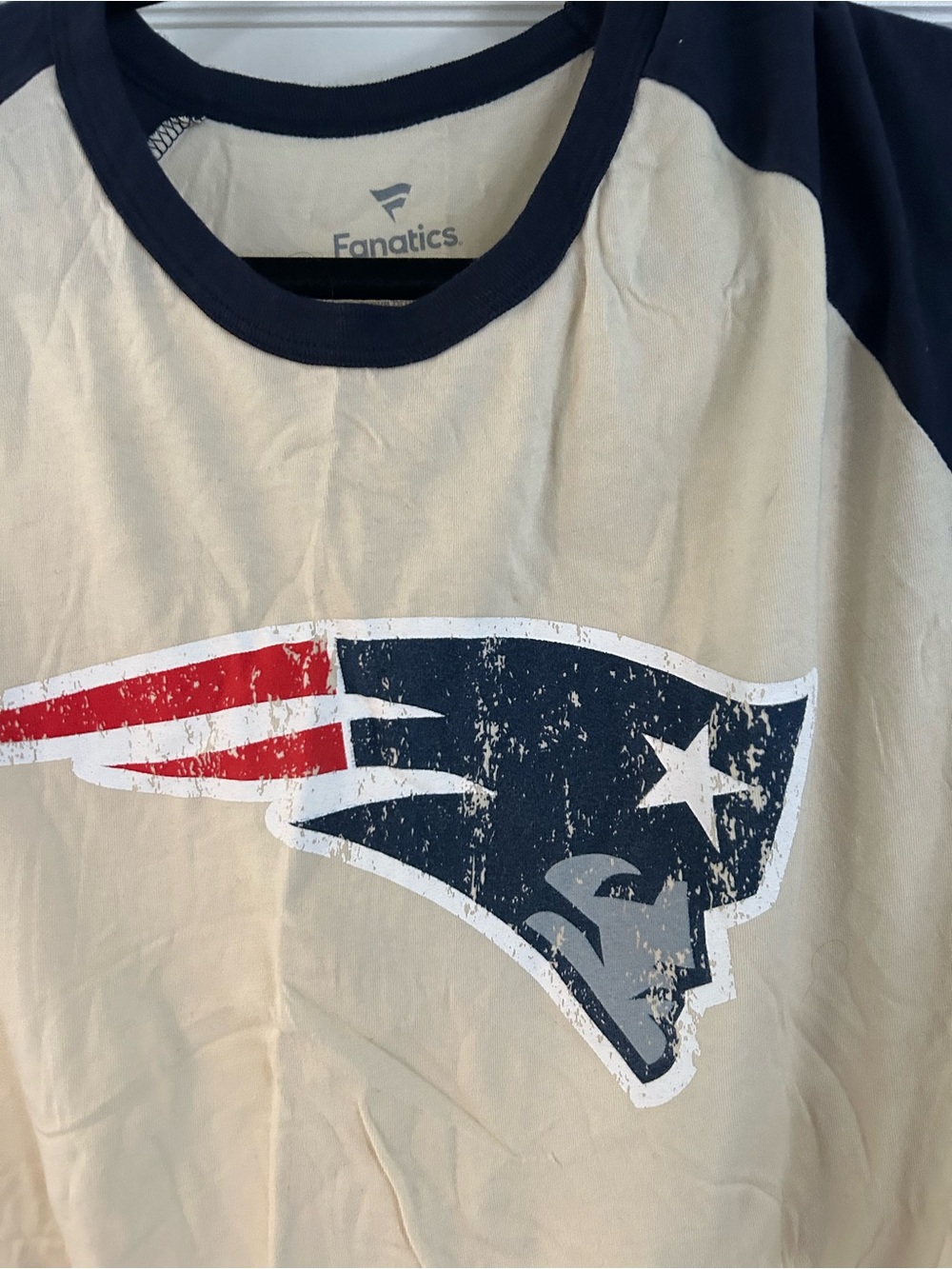 Fanatics Navy & Cream New England Patriots Raglan Tee